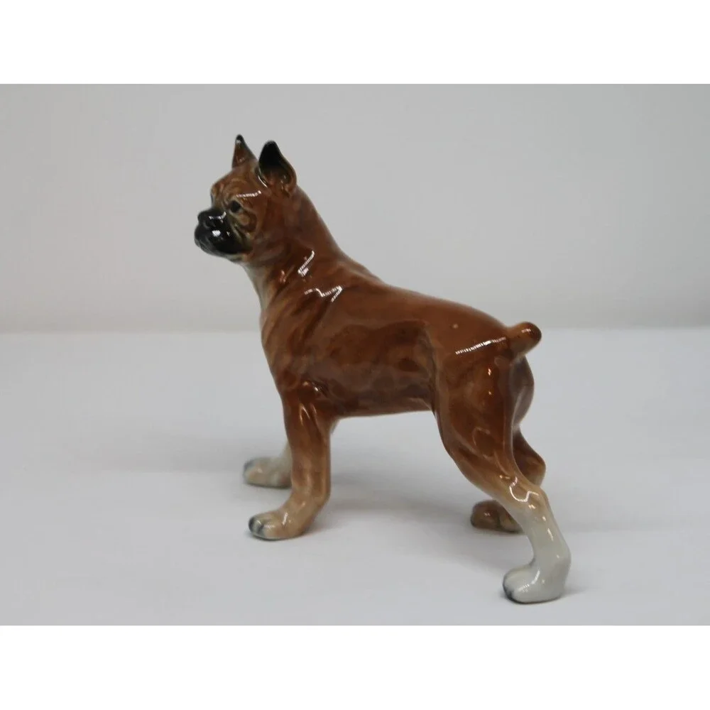 VINTAGE JAPAN PORCELAIN WALKING BOXER DOG FIGURINE 5.5